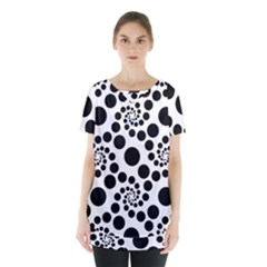 Dot Dots Round Black And White Skirt Hem Sports Top by Nexatart