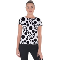 Dot Dots Round Black And White Short Sleeve Sports Top  by Nexatart