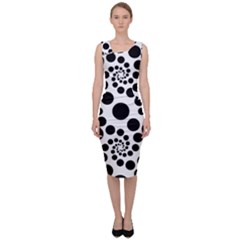 Dot Dots Round Black And White Sleeveless Pencil Dress by Nexatart