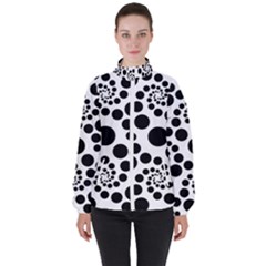 Dot Dots Round Black And White Women s High Neck Windbreaker by Nexatart