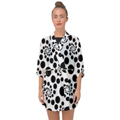 Dot Dots Round Black And White Half Sleeve Chiffon Kimono by Nexatart