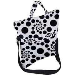 Dot Dots Round Black And White Fold Over Handle Tote Bag by Nexatart