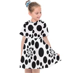 Dot Dots Round Black And White Kids  Sailor Dress by Nexatart