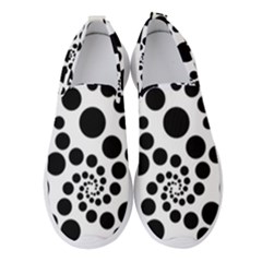 Dot Dots Round Black And White Women s Slip On Sneakers by Nexatart