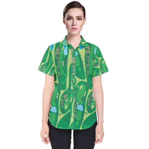 Golf Course Par Golf Course Green Copy Women s Short Sleeve Shirt by Nexatart