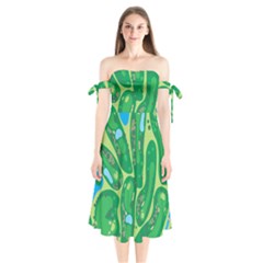 Golf Course Par Golf Course Green Copy Shoulder Tie Bardot Midi Dress by Nexatart