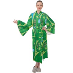 Golf Course Par Golf Course Green Copy Maxi Tie Front Velour Kimono by Nexatart