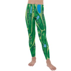 Golf Course Par Golf Course Green Copy Kids  Lightweight Velour Leggings by Nexatart