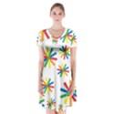 Celebrate Pattern Colorful Design Short Sleeve V-neck Flare Dress View1