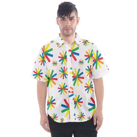 Celebrate Pattern Colorful Design Men s Short Sleeve Shirt by Nexatart