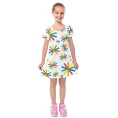 Celebrate Pattern Colorful Design Kids  Short Sleeve Velvet Dress