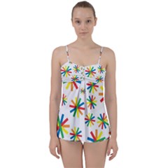 Celebrate Pattern Colorful Design Babydoll Tankini Set by Nexatart