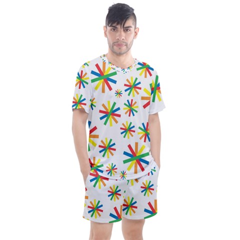 Celebrate Pattern Colorful Design Men s Mesh Tee And Shorts Set by Nexatart