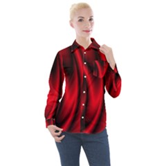 Background Red Color Swirl Women s Long Sleeve Pocket Shirt