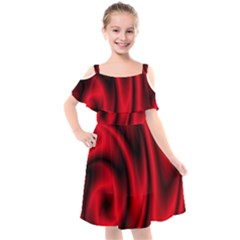 Background Red Color Swirl Kids  Cut Out Shoulders Chiffon Dress by Nexatart