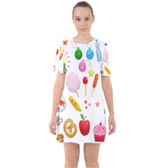 Summer Fair Food Goldfish Sixties Short Sleeve Mini Dress by Nexatart