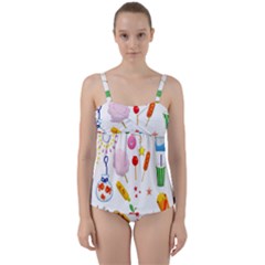 Summer Fair Food Goldfish Twist Front Tankini Set by Nexatart