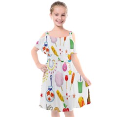 Summer Fair Food Goldfish Kids  Cut Out Shoulders Chiffon Dress