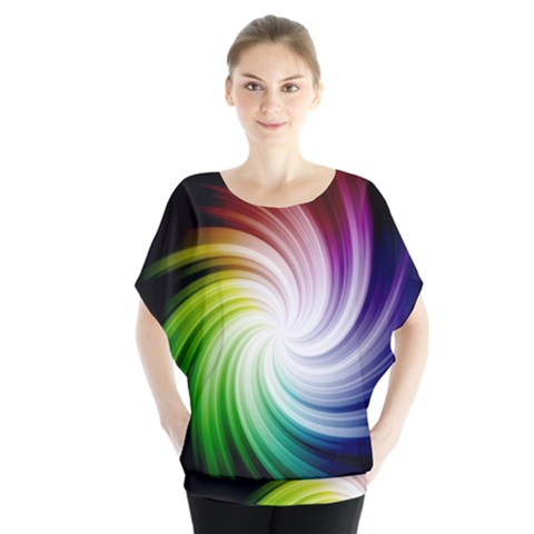 Rainbow Swirl Twirl Batwing Chiffon Blouse by Nexatart