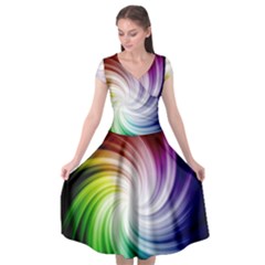 Rainbow Swirl Twirl Cap Sleeve Wrap Front Dress