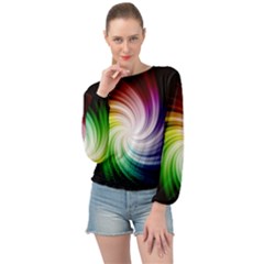 Rainbow Swirl Twirl Banded Bottom Chiffon Top