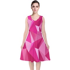 Pattern Halftone Geometric V-neck Midi Sleeveless Dress  by Nexatart