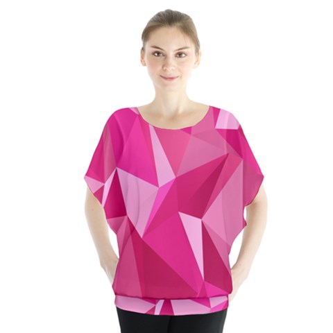 Pattern Halftone Geometric Batwing Chiffon Blouse by Nexatart