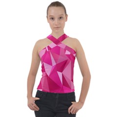 Pattern Halftone Geometric Cross Neck Velour Top by Nexatart