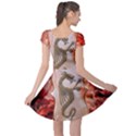 Wonderful Chinese Dragon With Flowers On The Background Cap Sleeve Dress View2