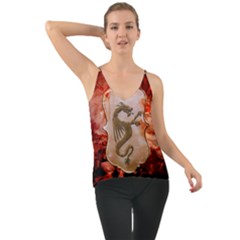 Wonderful Chinese Dragon With Flowers On The Background Chiffon Cami by FantasyWorld7