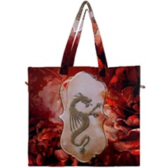 Wonderful Chinese Dragon With Flowers On The Background Canvas Travel Bag by FantasyWorld7