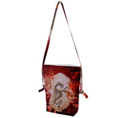 Wonderful Chinese Dragon With Flowers On The Background Folding Shoulder Bag by FantasyWorld7