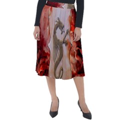 Wonderful Chinese Dragon With Flowers On The Background Classic Velour Midi Skirt  by FantasyWorld7