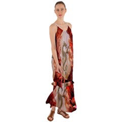 Wonderful Chinese Dragon With Flowers On The Background Cami Maxi Ruffle Chiffon Dress