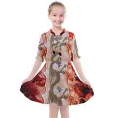 Wonderful Chinese Dragon With Flowers On The Background Kids  All Frills Chiffon Dress by FantasyWorld7