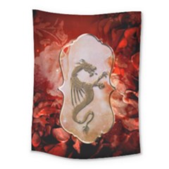 Wonderful Chinese Dragon With Flowers On The Background Medium Tapestry by FantasyWorld7