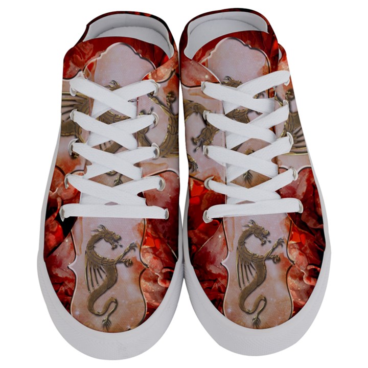 Wonderful Chinese Dragon With Flowers On The Background Half Slippers