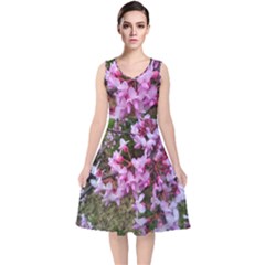 Redbud In April V-neck Midi Sleeveless Dress  by Riverwoman