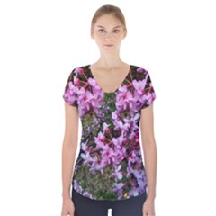 Redbud In April Short Sleeve Front Detail Top by Riverwoman