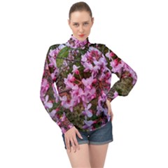 Redbud In April High Neck Long Sleeve Chiffon Top