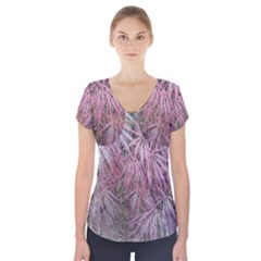 Fineleaf Japanese Maple In April Short Sleeve Front Detail Top by Riverwoman