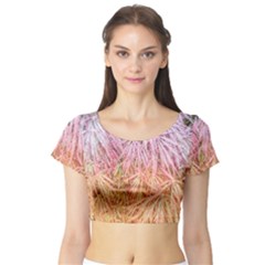 Fineleaf Japanese Maple Highlights Short Sleeve Crop Top by Riverwoman