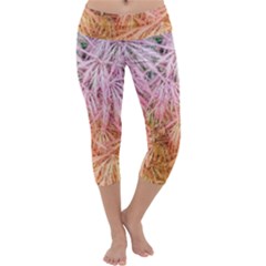 Fineleaf Japanese Maple Highlights Capri Yoga Leggings by Riverwoman