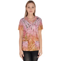 Fineleaf Japanese Maple Highlights Women s V-neck Scrub Top by Riverwoman