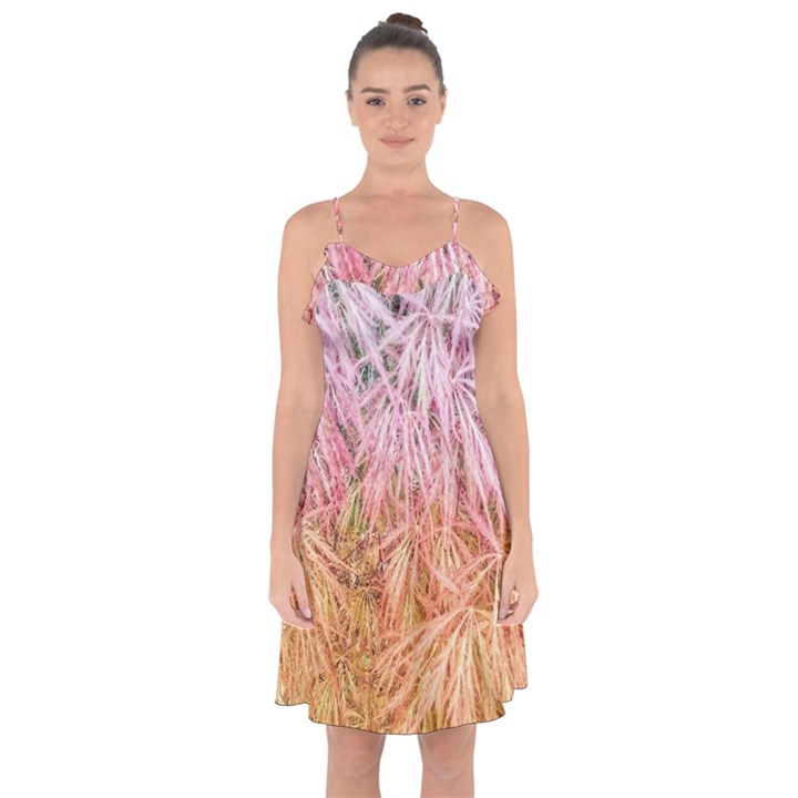 Fineleaf Japanese Maple highlights Ruffle Detail Chiffon Dress