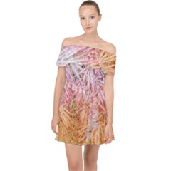 Fineleaf Japanese Maple Highlights Off Shoulder Chiffon Dress by Riverwoman