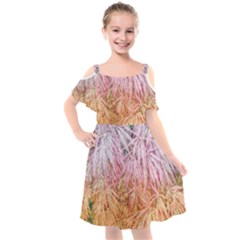 Fineleaf Japanese Maple Highlights Kids  Cut Out Shoulders Chiffon Dress by Riverwoman