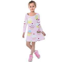 Eat Cupcakes Kids  Long Sleeve Velvet Dress by WensdaiAmbrose