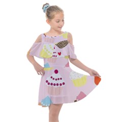 Eat Cupcakes Kids  Shoulder Cutout Chiffon Dress by WensdaiAmbrose