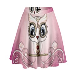 Cute Little Owl With Hearts High Waist Skirt by FantasyWorld7